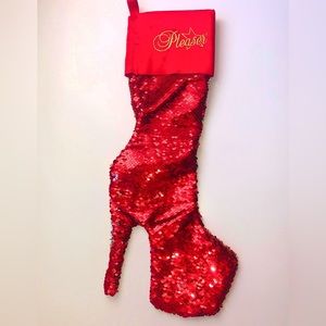 Christmas High Heels Stocking, Pleaser, Red sequin.
